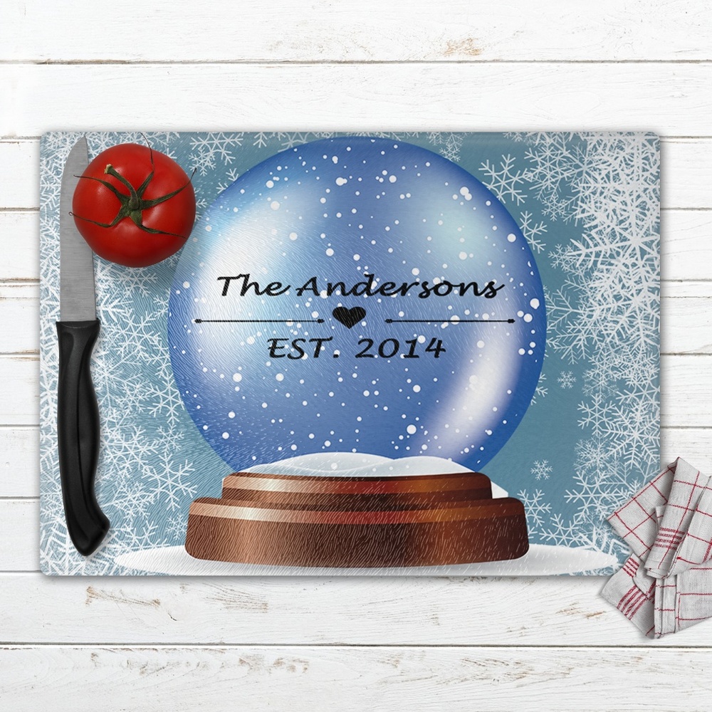Personalized Holiday Glass Cutting Boards